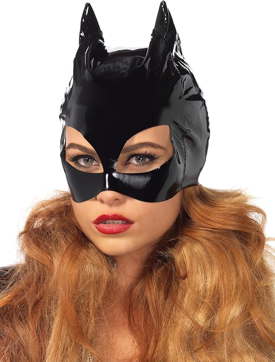 Máscara negra tipo gato con orejas puntiagudas y aberturas para los ojos