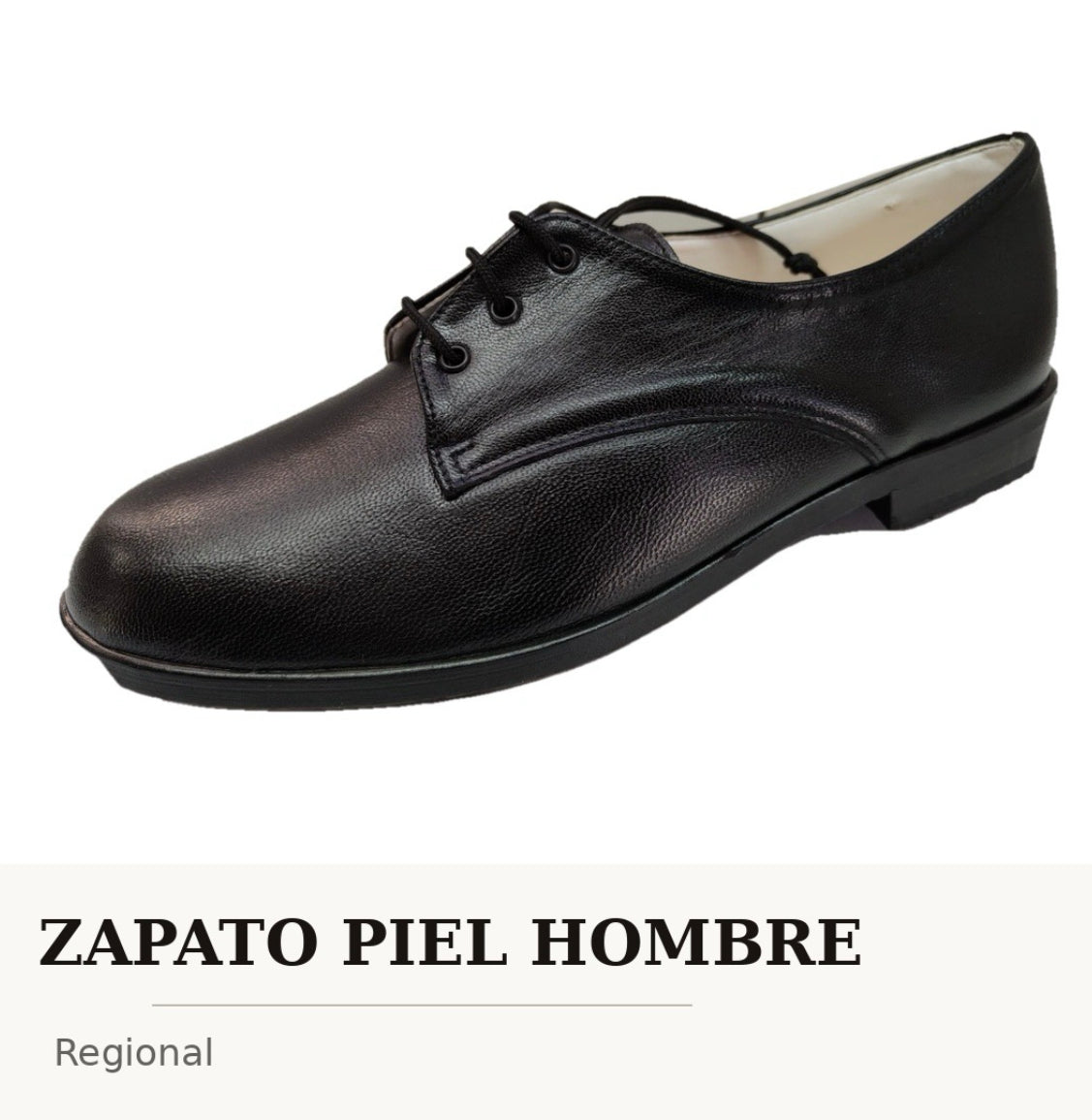 Zapato regional de piel para hombre negro, de cordones y punta redondeada