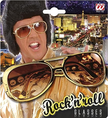 Gafas tipo aviador doradas con lentes ahumados estilo Elvis Presley