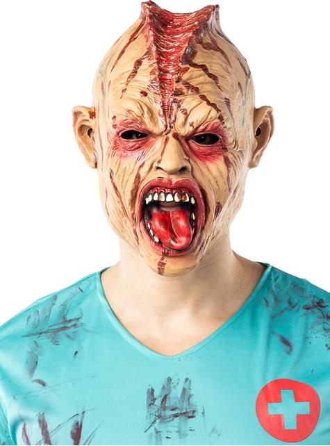 Máscara de zombi de cobertura completa puesta, vista frontal; ropa no incluida