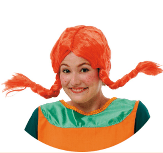 Peluca de pelo naranja con flequillo y ondas