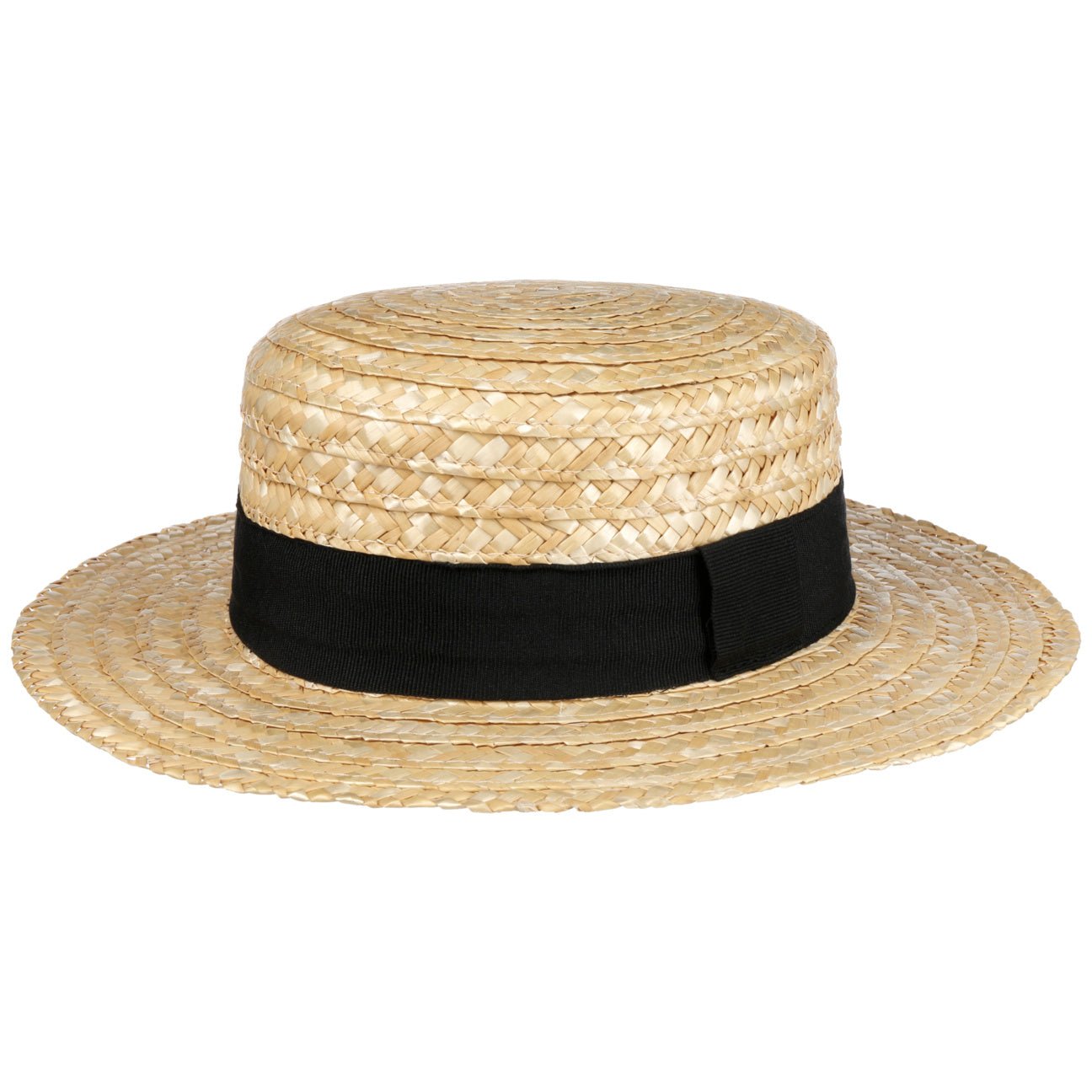Sombrero de paja trenzada con cinta negra y ala ancha