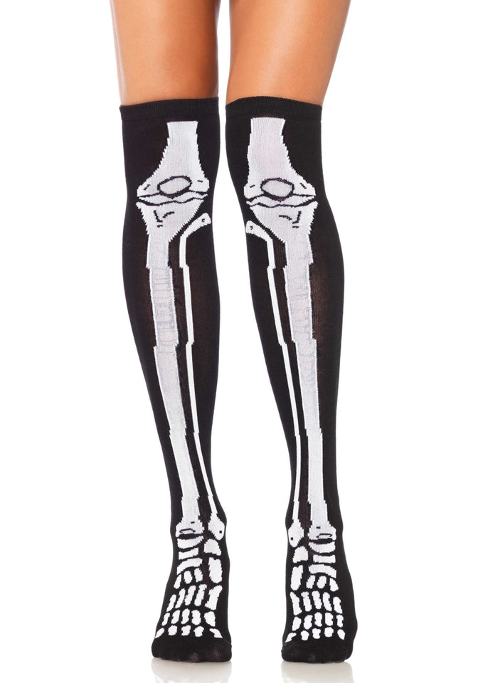 Skeleton Over The Knee Socks