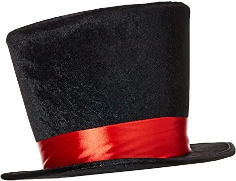 Sombrero de terciopelo negro con cinta roja, vista lateral del ala
