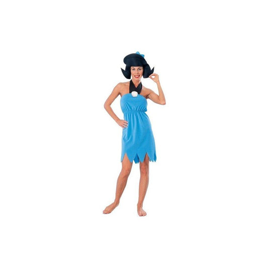 Disfraz de vestido azul sin tirantes, falda con abertura y broche negro