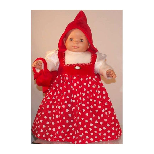 Disfraz de Caperucita para bebé: vestido rojo con gorro y mangas blancas