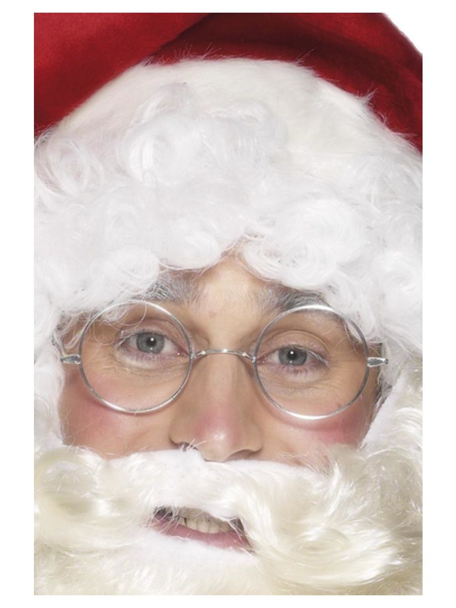 Gafas metálicas redondas plateadas con montura fina, para disfraz de Papá Noel