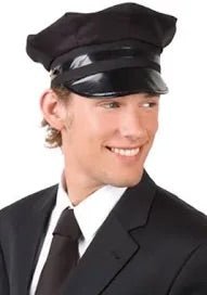 Gorra de chofer negra con visera y banda frontal