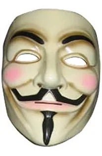 Máscara facial estilo Guy Fawkes dorada con bigote y barba negros