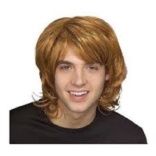 Peluca masculina rubia con flequillo y ondas, media melena