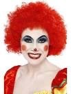 Peluca rizada roja tipo payaso con flequillo y cabello esponjoso