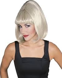Peluca rubia para mujer, corte bob con flequillo recto