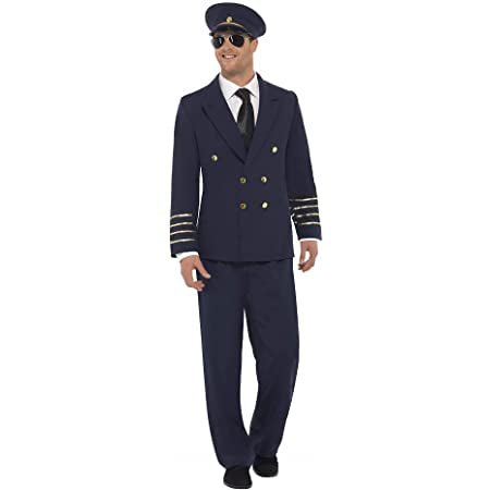Traje de piloto infantil azul marino con chaqueta de doble botonadura y gorra