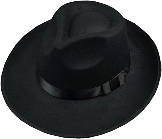 Sombrero tipo gangster negro con ala ancha