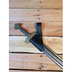 Tahalí para espada medieval de cuero negro con hebilla y correa ajustable